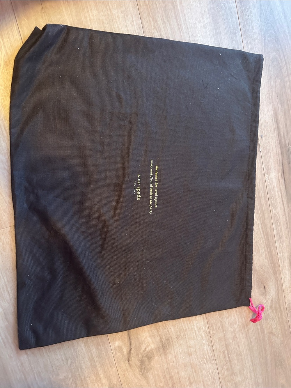 kate spade Black Dust Bag with Pink Drawstring